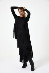 Gonna nera in ecosuede con frange FEDERICA BI