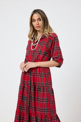 Abito tartan rosso FEDERICA BI