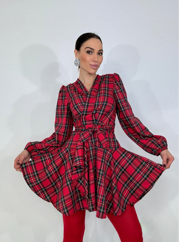 Abito tartan rosso FEDERICA BI