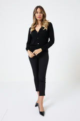 Cardigan nero in lana FEDERICA BI