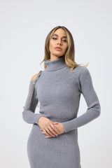 Abito grigio perla cut out FEDERICA BI