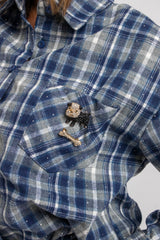 Camicia tartan cristallini e spilla FEDERICA BI
