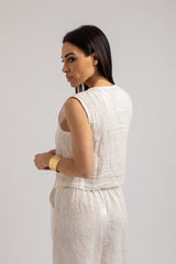 Gilet in lino bianco FEDERICA BI