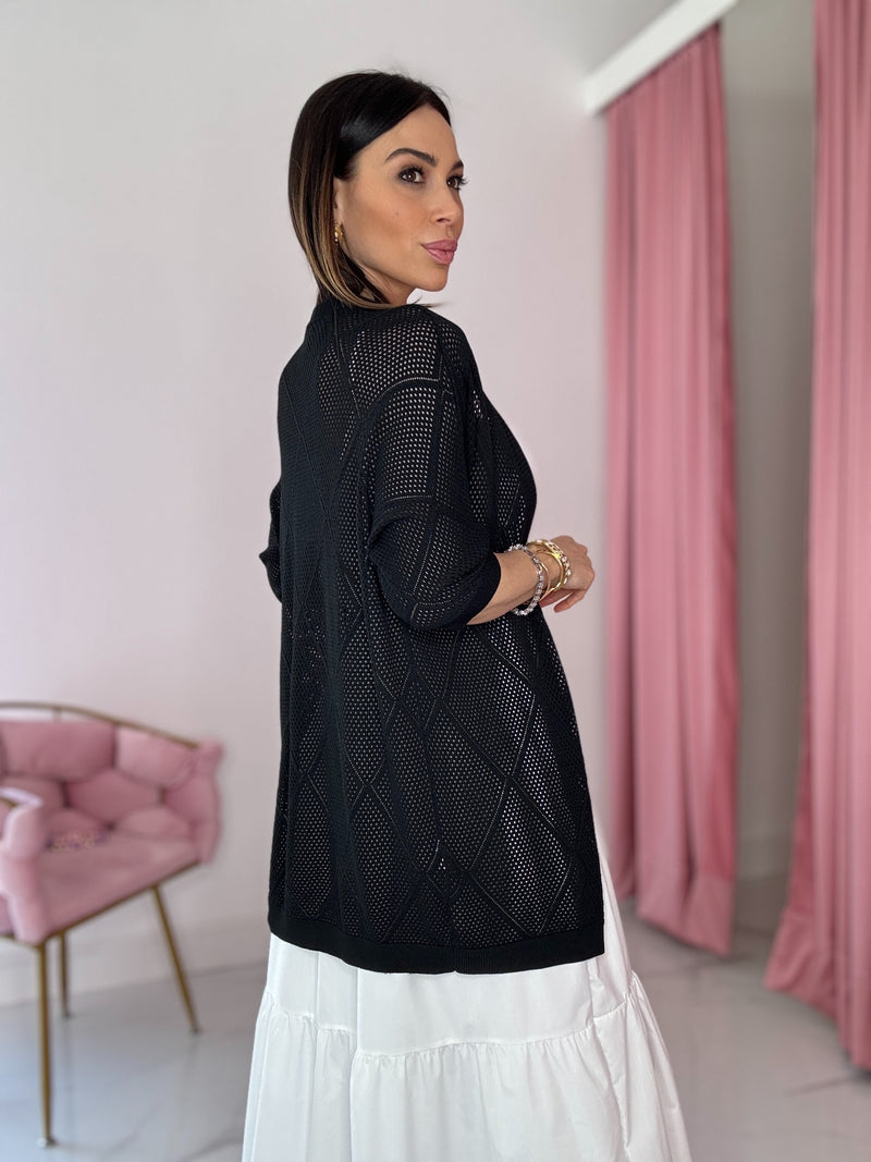Cardigan in viscosa bianco e nero FEDERICA BI