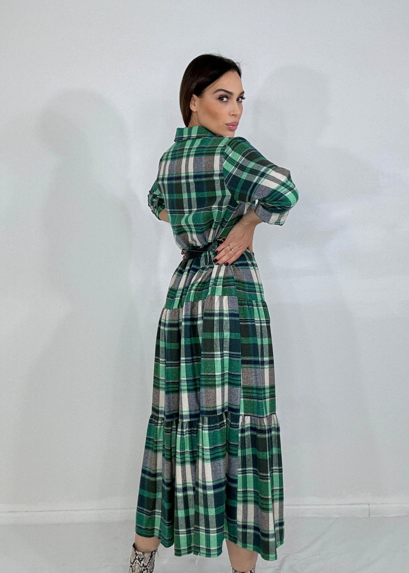 Abito tartan verde FEDERICA BI