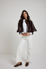 Giacca in ecopelle marrone FEDERICA BI