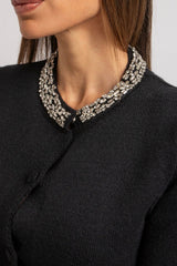Cardigan nero gioiello FEDERICA BI