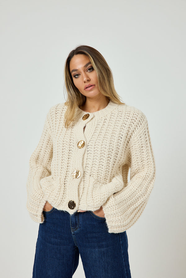 Cardigan bottone oro FEDERICA BI