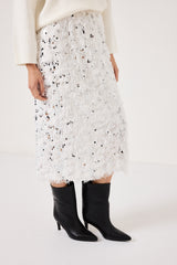 Gonna bianca piume e paillettes FEDERICA BI