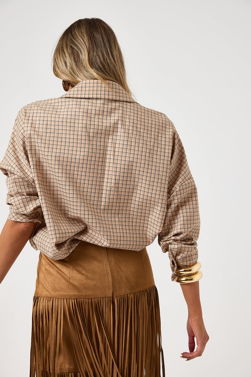 Camicia a quadri beige FEDERICA BI