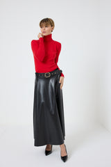 Gonna in ecopelle FEDERICA BI ( nera e bordeaux )