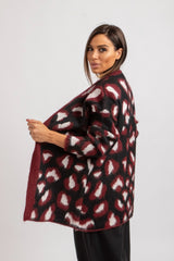Cardigan animalier bordeaux FEDERICA BI