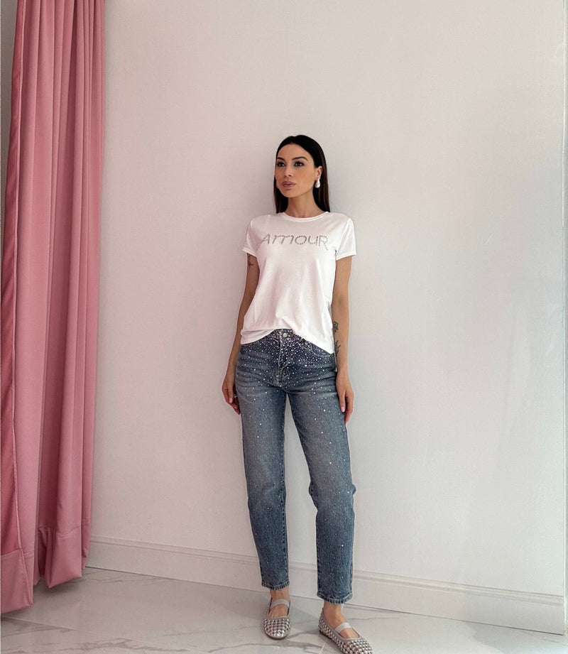 T-shirt AMOUR bianca e nera FEDERICA BI