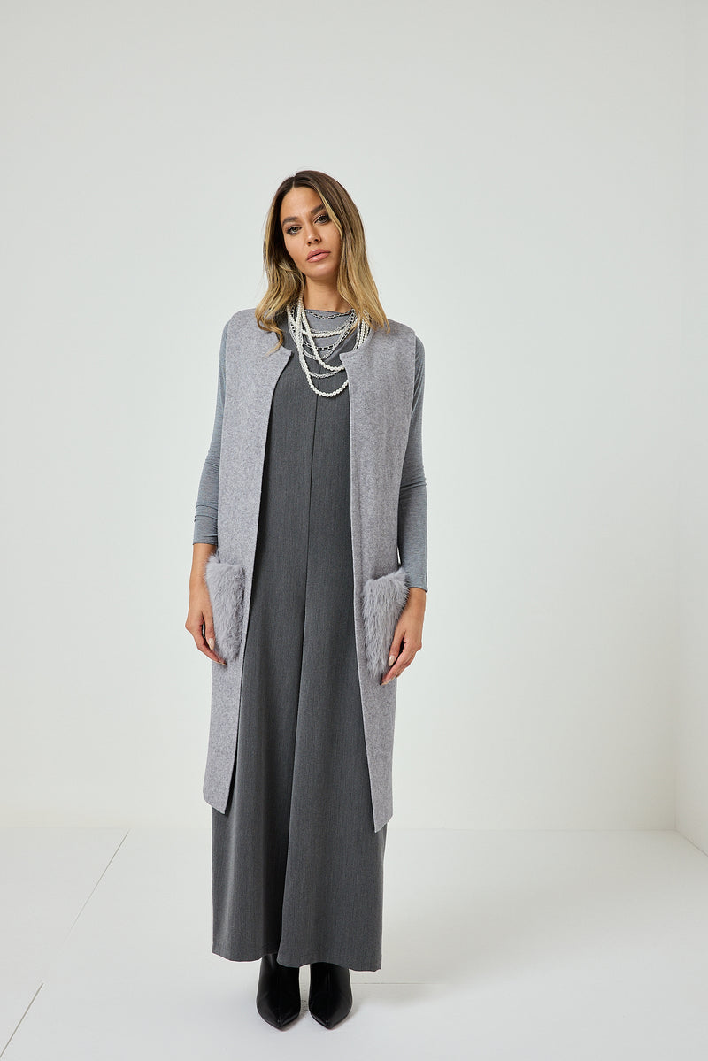 Gilet grigio perla FEDERICA BI