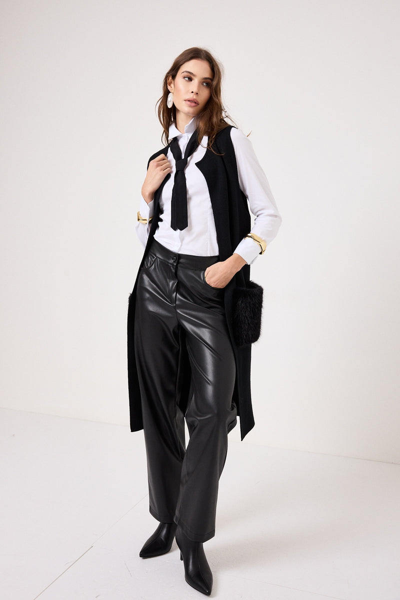 Pantalone nero in ecopelle FEDERICA BI