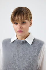 Gilet in mohair perla FEDERICA BI