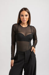 Body nero in tulle FEDERICA BI