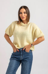 Maglia in mohair colletto gioiello (due colori)