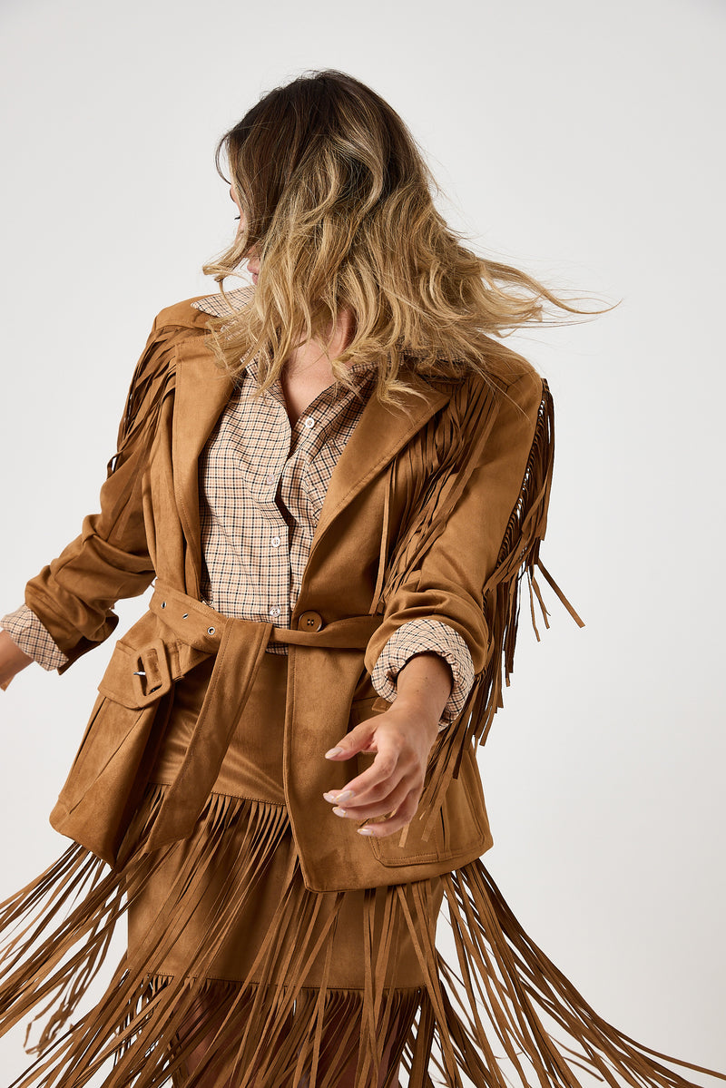 Giacca in suede biscotto FEDERICA BI