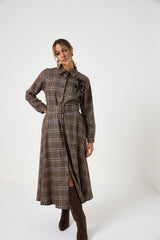 Abito tartan spilla fiore FEDERICA BI