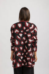 Cardigan animalier bordeaux FEDERICA BI