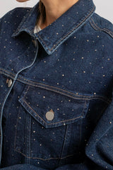Giacca blu denim cristalli FEDERICA BI