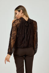 Camicia in pizzo marrone FEDERICA BI