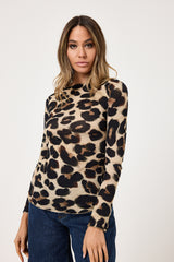 Maglia misto cachemire stampa animalier nera FEDERICA BI