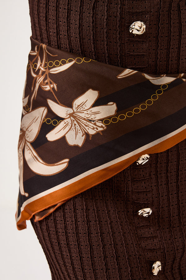 Foulard fantasia marrone FEDERICA BI