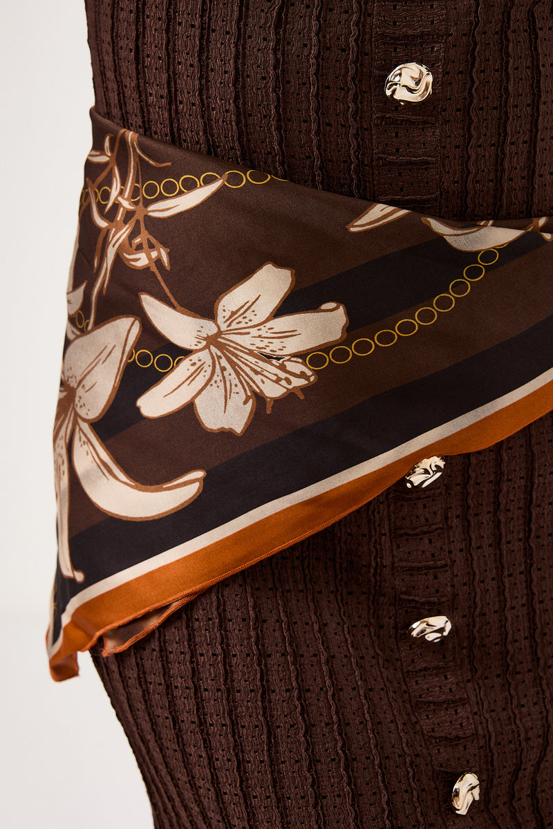 Foulard fantasia marrone FEDERICA BI