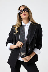 Cravatta in seta nera pois FEDERICA BI