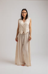 Pantalone in lino crema FEDERICA BI