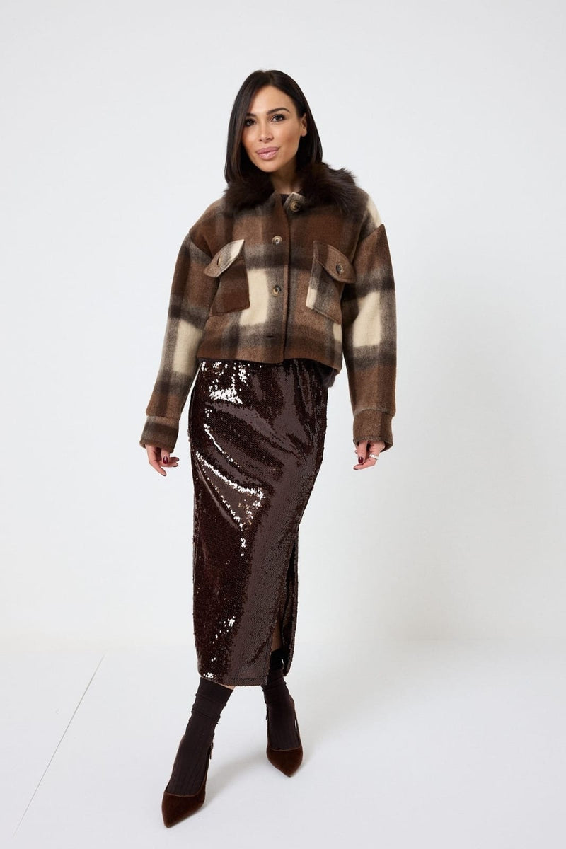 Giacca tartan marrone FEDERICA BI