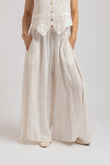 Pantalone in lino bianco FEDERICA BI