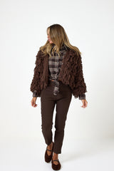 Cardigan marrone arricciato FEDERICA BI