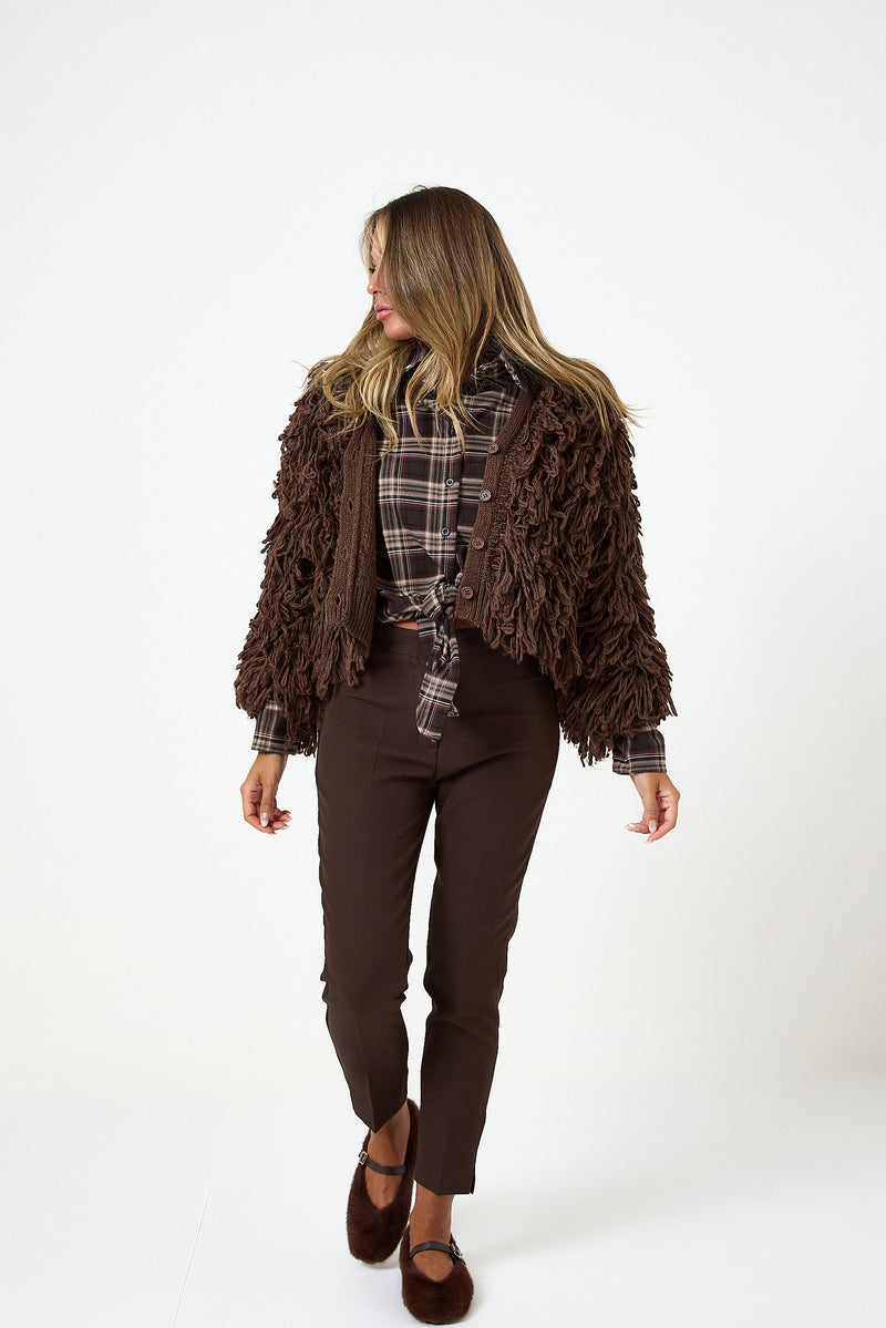 Cardigan marrone arricciato FEDERICA BI
