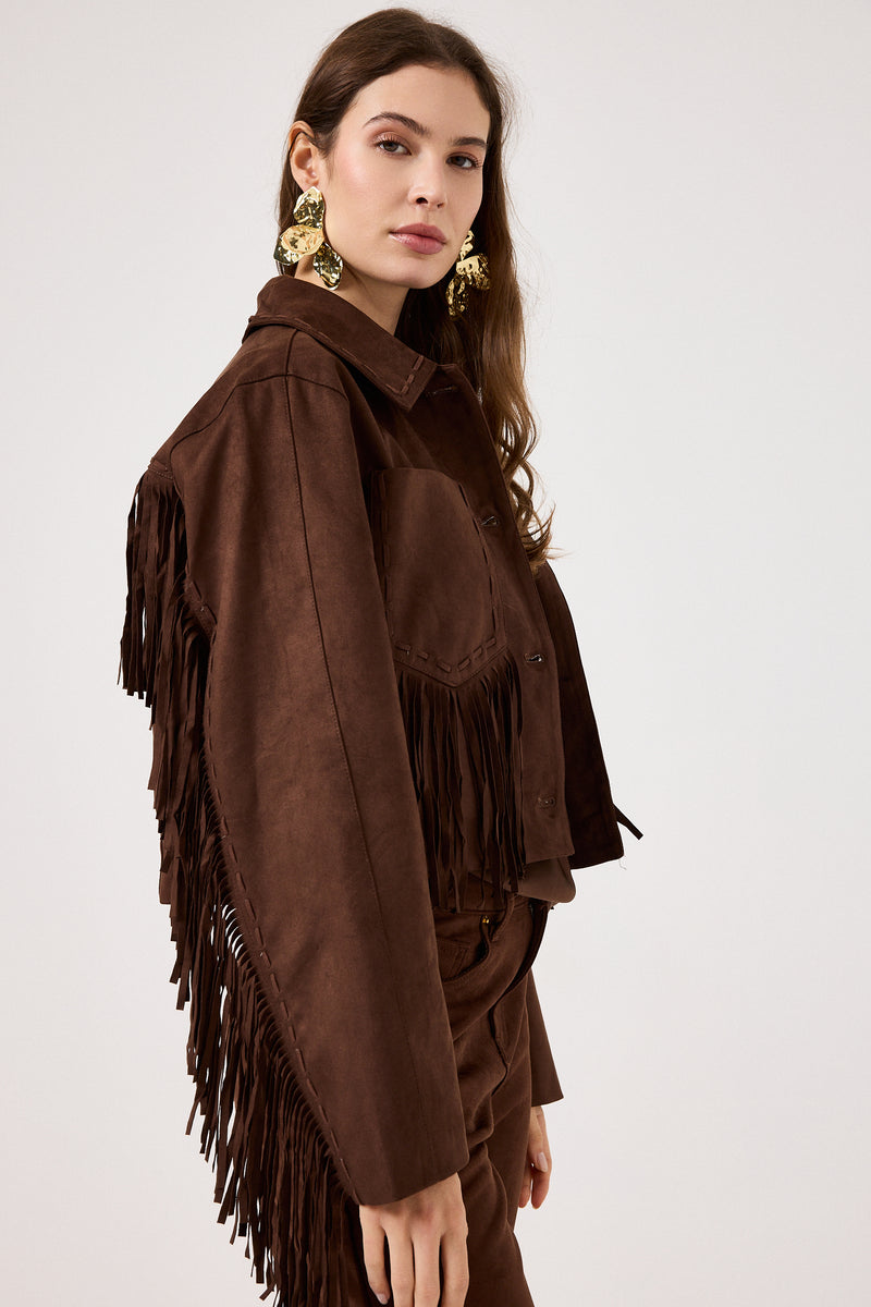 Giacca in ecosuede marrone FEDERICA BI