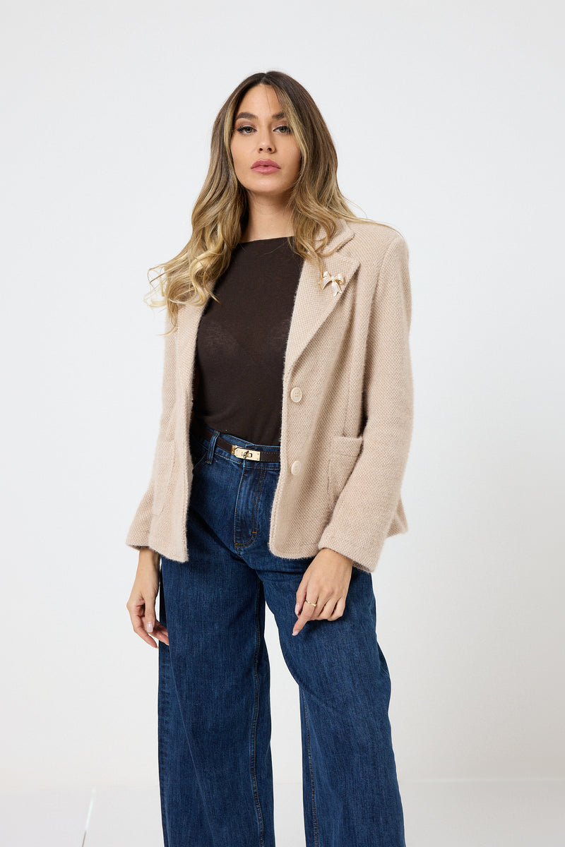 Blazer in ciniglia con spilla FEDERICA BI