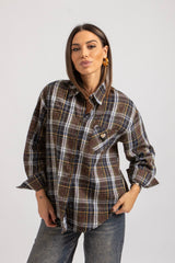 Camicia tartan moro cristallini e spilla FEDERICA BI