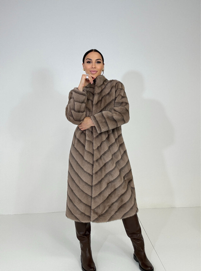 Ecovisone lungo taupe FEDERICA BI