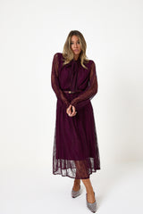 Abito lungo in pizzo bordeaux FEDERICA BI