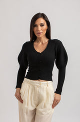 Maglia nera bottoncini FEDERICA BI