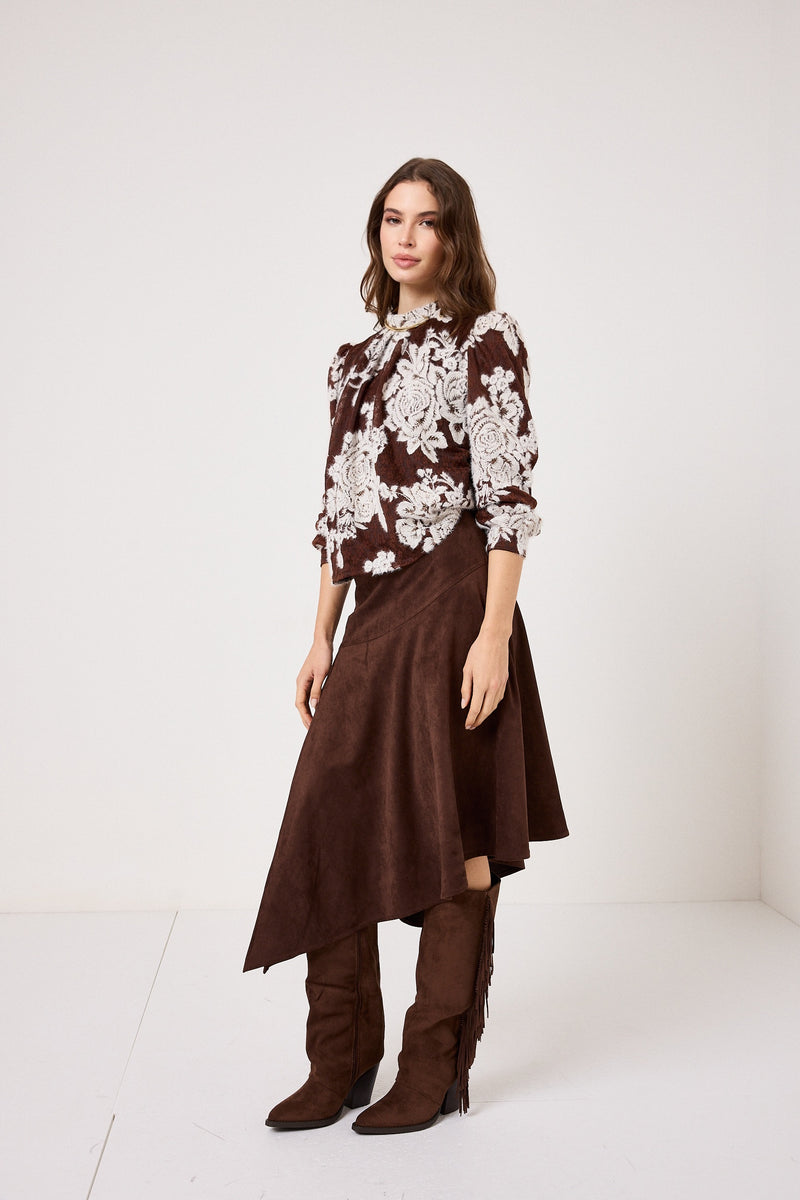 Gonna in ecosuede marrone FEDERICA BI