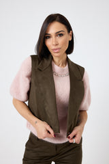 Gilet in ecosuede verde FEDERICA BI