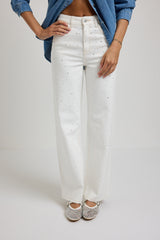Denim jeans bianco cristalli FEDERICA BI