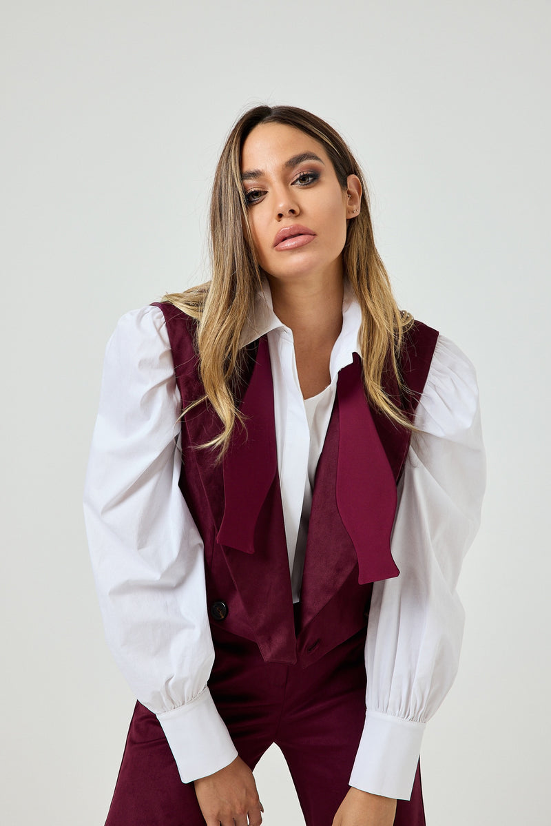 Gilet bordeaux in ecosuede FEDERICA BI