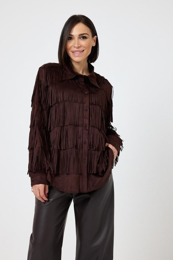 Camicia in suede cioccolato FEDERICA BI