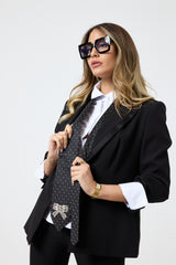 Cravatta in seta nera pois FEDERICA BI