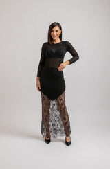 Gonna nera tricot e pizzo chantilly FEDERICA BI