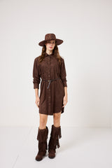 Abito in ecosuede marrone FEDERICA BI